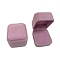 Square Velvet Ring Jewelry Boxes, Finger Ring Storage Gift Case for Wedding Engagement, Pink, 5x4.5x4cm