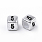 Antique Silver Plated Acrylic Beads, Cube with Black Number, Num.5, 6mm, Hole: 3mm, about 150000pcs/25000g