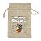 Christmas Printed Burlap Packing Pouches Drawstring Bags, Rectangle, Tan, Christmas Socking, 14x10x0.01cm