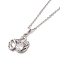 304 Stainless Steel Pendant Necklaces, Brass Micro Pave Clear Cubic Zirconia Pendant Necklaces, Swan, 17.64 inch(44.8cm) Pendant: 21x17mm