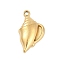 304 Stainless Steel Pendants, Conch Charm, Ion Plating(IP), Real 18K Gold Plated, 22x12.5x4.5mm, Hole: 1.6mm