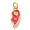 Rack Plating Brass Micro Pave Cubic Zirconia Pendants, with Enamel, Cadmium Free & Lead Free, Long-Lasting Plated, Real 18K Gold Plated, Heart, Red, 15x7x2mm, Hole: 3mm