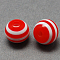 Round Striped Resin Beads, Red, 10x9mm, Hole: 1.8~2mm