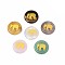 Natural Mixed Gemstone Cabochons, Flat Round with Elephant, 25x5mm