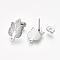 Non-Tarnish 304 Stainless Steel Stud Earring Findings, with Loop and Ear Nuts/Earring Backs, Leaf, Stainless Steel Color, 17x10.5mm, Hole: 1.2mm, Pin: 0.7mm