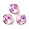 Glass Rhinestone Cabochons, Point Back & Back Plated, Faceted, Square, Light Rose, 8x8x4mm