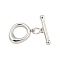 Brass Toggle Clasps, Ring, Platinum, Ring: 13.5x11x2.8mm, Hole: 1mm, Bar: 16.5x4x2.5mm, Hole: 1mm