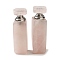 Natural Rose Quartz Dropper Perfume Bottle with Stainless Steel Color Tone 304 Stainless Steel Findings, SPA Aromatherapy Essemtial Oil Empty Bottle, 2.35~2.4x2.4~2.45x8.1~8.4cm