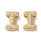 Rack Plating Brass Micro Pave Cubic Zirconia Slide Charms, Long-Lasting Plated, Lead Free & Cadmium Free, Real 18K Gold Plated, Letter, Letter I, 13.5x9.5x5mm, Hole: 10.6x1.5mm