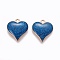 Alloy Enamel Pendants, Heart, Light Gold, Blue, 17.2x15.8x3.2mm, Hole: 1.5mm