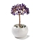 Natural Amethyst Chips Tree Decorations, Ceramic Bowl Base Copper Wire Feng Shui Energy Stone Gift for Home Desktop Decoration, 65~68x130~135mm