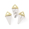 Natural Howlite Pendants, Triangle Charms with Golden Plated Brass Findings, 18.5mm, Hole: 2x3mm