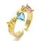 Brass Micro Pave Cubic Zirconia Rings for Women, Long-Lasting Plated, Heart, Golden, Adjustable