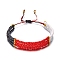 Glass Seed Beads Braided Bead Bracelets, Red, Inner Diameter: 2-3/8 inch(6cm)