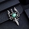 Natural Green Aventurine Faceted Pendants, Alloy Dragon Sword Gems Charms, Antique Silver, 48x30mm