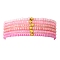 Pink Color Palette Gradient Color Glass Seed Beaded Stretch Bracelet Sets, Stackable Bracelets, Pink, Inner Diameter: 2-1/4 inch(5.8cm), 6pcs/set