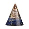 Orgonite Cone, Resin Pointed Home Display Decorations, with Natural Lapis Lazuli and Metal Findings, 50x60mm