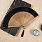 Chinese Style Wood Folding Fan with Tassel, for Party Wedding Dancing Decoration, Black, 210mm