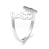 304 Stainless Steel Hollow Out Butterfly Adjustable Ring for Women RJEW-I097-03P-1