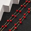 Ion Plating(IP) 304 Stainless Steel & Faceted Red Galss Link Chain Double Layer Necklaces for Women NJEW-K255-32G-2