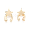 Brass Meteor Star Stud Earrings for Women EJEW-G322-11G-1