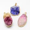 Electroplated Natural & Dyed Druzy Agate Pendants G-N0167-012-1