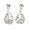 Teardrop Brass Pave Clear Cubic Zirconia Dangle Earrings EJEW-M258-70P-1