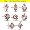 16Pcs 8 Styles Natural Wood Pendants WOOD-CJ0001-71-2
