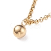 304 Stainless Steel Round Ball Pendant Necklace with Rolo Chains for Men Women NJEW-JN03845-03-1