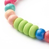 Natural Wood Round Beads Stretch Bracelets for Kid BJEW-JB06640-7