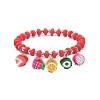 Polymer Clay & Plastic Beaded Stretch Bracelet with Fruit Charms for Women BJEW-JB08706-4