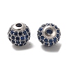 Rhodium Plated 925 Sterling Silver Micro Pave Cubic Zirconia Beads STER-H110-24B-05P-2