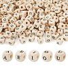 Kissitty 250Pcs 5 Styles Printed Natural Schima Wood Beads WOOD-KS0001-22-1