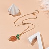 Natural Aventurine Braided Carrot Pendant Necklace NJEW-TA00036-2