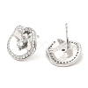 Brass Twist Flat Round Stud Earrings with Clear Cubic Zirconia EJEW-Q770-09P-2
