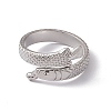 Non-Tarnish 304 Stainless Steel Ring Arowana Fish Wrap Open Cuff Ring for Women RJEW-C045-21P-2