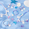 ANATTASOUL 3 Sets 3 Colors Plastic Shell & Alloy Bell Pendant Necklace & Bracelet & Dangle Stud Earrings & Open Cuff Ring SJEW-AN0001-34-7