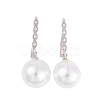 Rack Plating Brass Cubic Zirconia ABS Pearl Earring Hooks EJEW-S219-16P-04-1