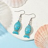 Fish Synthetic Turquoise Dangle Earrings EJEW-JE05532-3