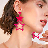 ANATTASOUL 5 Pairs 5 Colors Hollow Star Acrylic Dangle Stud Earrings for Woman EJEW-AN0004-10-5