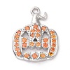 Eco-friendly Brass Micro Pave Dark Orange Cubic Zirconia Pendants KK-D079-22P-1