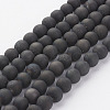 Electroplated Natural Agate Bead Strands G-P222-09-1