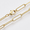 Brass Textured Paperclip Chain Necklace Making MAK-S072-01A-G-1