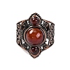 Natural Carnelian Retro Finger Rings RJEW-B067-01R-14-2