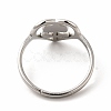 304 Stainless Steel Heart with Flower Adjustable Ring for Women RJEW-B027-30P-3