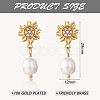 Clear Cubic Zirconia Sun with Shell Pearl Dangle Stud Earrings JE953A-3