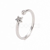 Clear Cubic Zirconia Star Open Cuff Ring RJEW-B028-13P-1