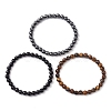 3Pcs 3 Style Natural & Synthetic Mixed Stone Round Beaded Stretch Bracelets BJEW-JB10178-02-4