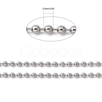 Tarnish Resistant 304 Stainless Steel Ball Beaded Chains CHS-K002-11-1