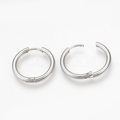 Tarnish Resistant 201 Stainless Steel Hoop Earrings X-MAK-R021-15mm-1